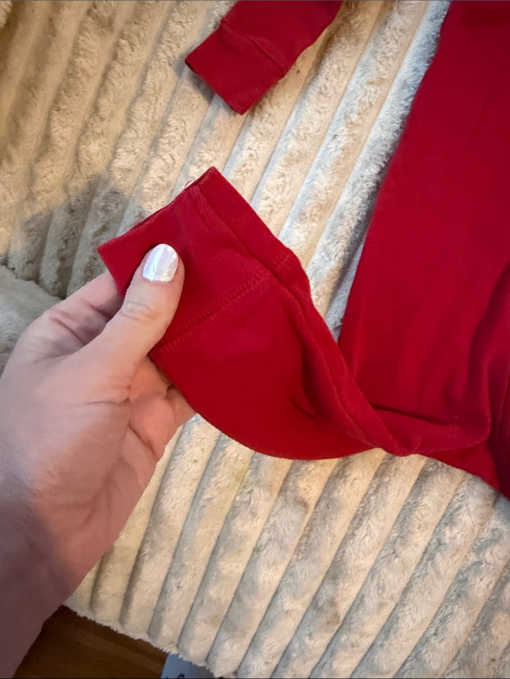 Primary Red & Green Zip-Front Footed One-Pieces - Picture 4 of 5